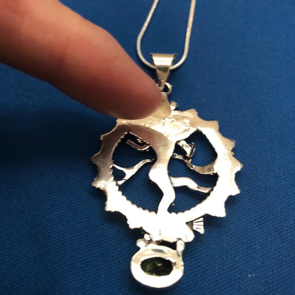 Handmade Indian Goddess Real Citrine Gemstone 925 Stamped Silver Necklace - Picture 4 of 4